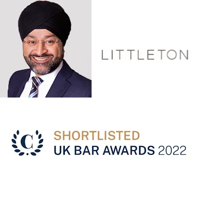 Mohinderpal Sethi KC and Littleton Chambers shortlisted for The Chambers & Partners UK Bar Awards 2022